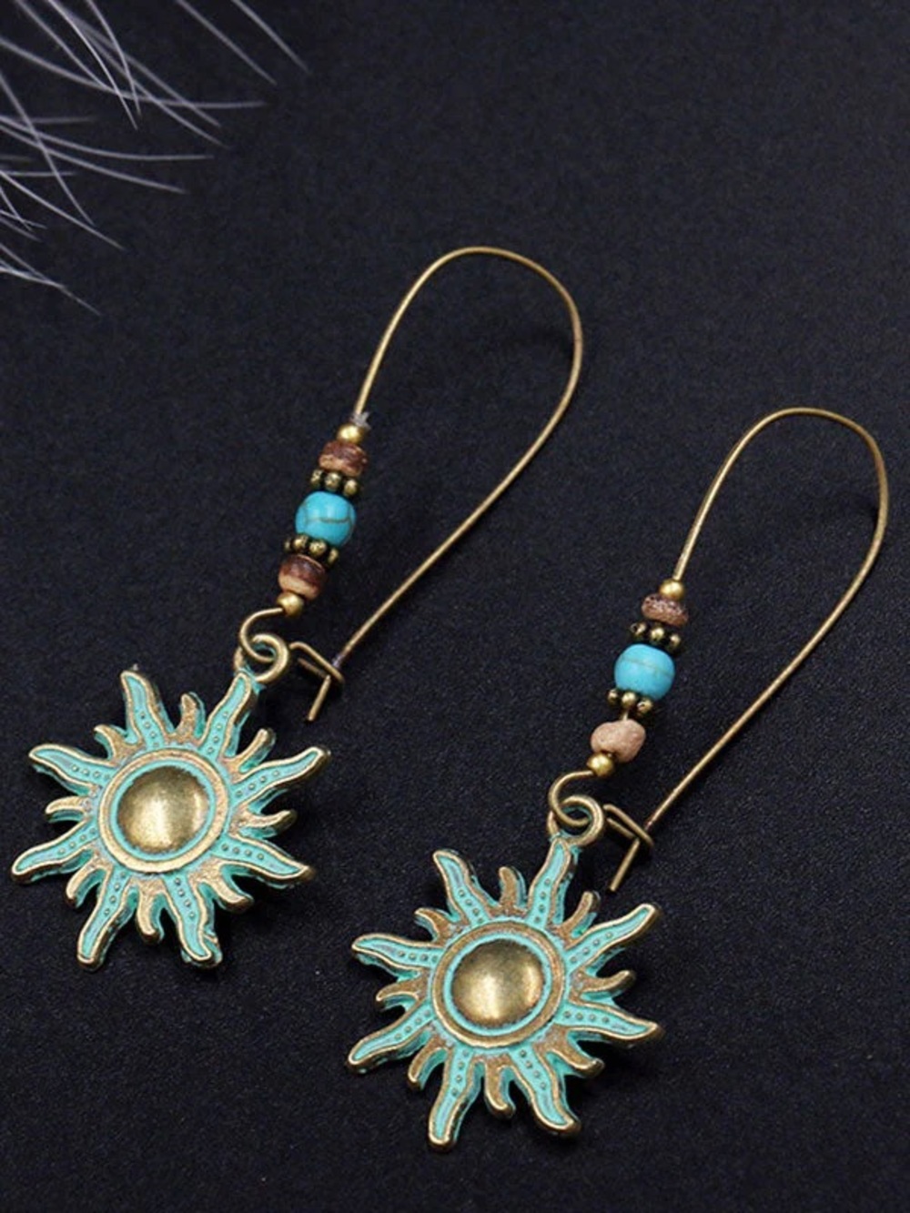 Energy Emerald Sun Dangle Earrings